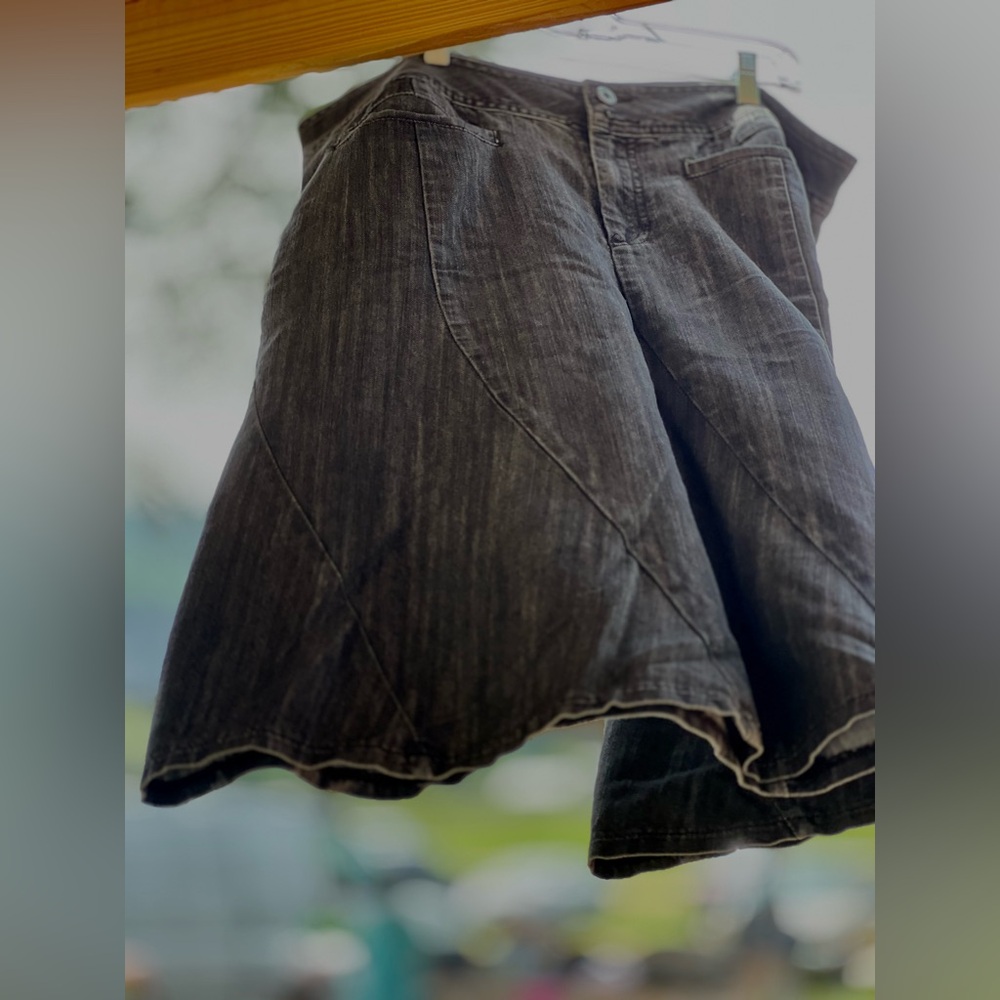 Gray Denim Jean Skirt with Classic Twill Weave